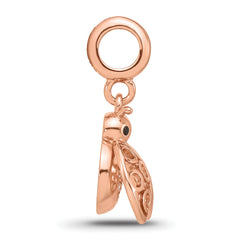 Sterling Silver Reflections Rose Gold-plated CZ Lady Bug Dangle Bead