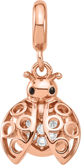 Sterling Silver Reflections Rose Gold-plated CZ Lady Bug Dangle Bead