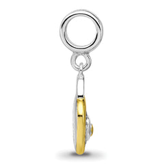 Sterling Silver Reflections Rh-plated Gold-plated CZ Heart Dangle Bead