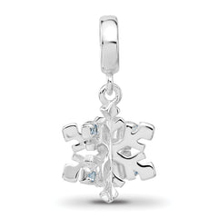 Sterling Silver Reflections Rh-plated Blue Spinel Snowflake Dangle Bead