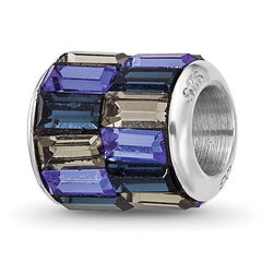 Sterling Silver Reflections RH-plated Blue/Grey Preciosa Crystal Bead