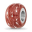 Sterling Silver Reflections Rhodium-plated Dark Coral & White Enamel Bead