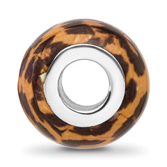 Sterling Silver Reflections Rhodium-plated Leopard Foil Enamel Overlay Bead