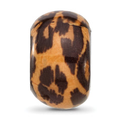 Sterling Silver Reflections Rhodium-plated Leopard Foil Enamel Overlay Bead