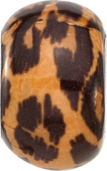 Sterling Silver Reflections Rhodium-plated Leopard Foil Enamel Overlay Bead
