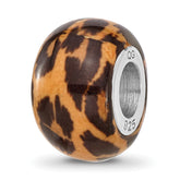 Sterling Silver Reflections Rhodium-plated Leopard Foil Enamel Overlay Bead