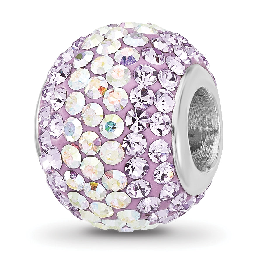 Sterling Silver Reflections RH-plated Purple/Iridecent Preciosa Crystal Bea