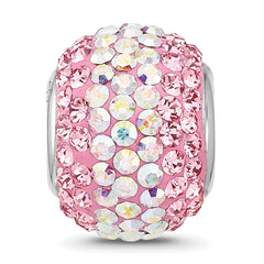 Sterling Silver Reflections RH-plated Pink/Iridecent Preciosa Crystal Bead