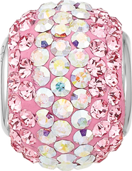 Sterling Silver Reflections RH-plated Pink/Iridecent Preciosa Crystal Bead