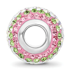 Sterling Silver Reflections RH-plated Pink/Green/Iridecent Preciosa Crystal