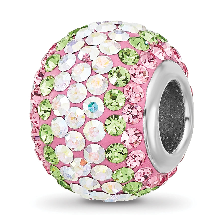 Sterling Silver Reflections RH-plated Pink/Green/Iridecent Preciosa Crystal