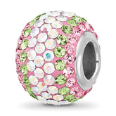Sterling Silver Reflections RH-plated Pink/Green/Iridecent Preciosa Crystal