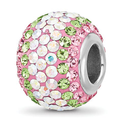 Sterling Silver Reflections RH-plated Pink/Green/Iridecent Preciosa Crystal