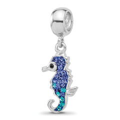 Sterling Silver Reflections RH-plated Seahorse Preciosa Crystal Dangle Bead