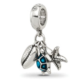 Sterling Silver Reflections Enamel Turtle, Shell & Starfish Dangle Bead