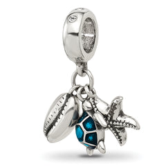 Sterling Silver Reflections Enamel Turtle, Shell & Starfish Dangle Bead