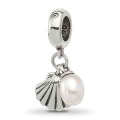 Sterling Silver Reflections Shell & Freshwater Pearl Dangle Bead