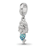 Sterling Silver Reflections Rh-plated Enamel Mermaid Dangle Bead