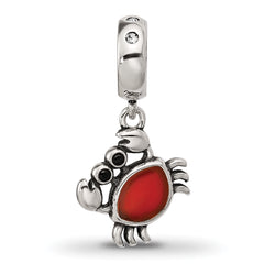 Sterling Silver Reflections Crystal and Enamel Crab Dangle Bead
