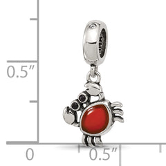 Sterling Silver Reflections Crystal and Enamel Crab Dangle Bead
