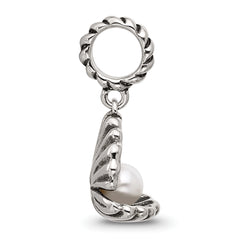 Sterling Silver Reflections Shell With Imitation Pearl Dangle Bead