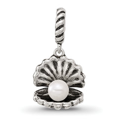 Sterling Silver Reflections Shell With Imitation Pearl Dangle Bead