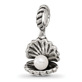 Sterling Silver Reflections Shell With Imitation Pearl Dangle Bead