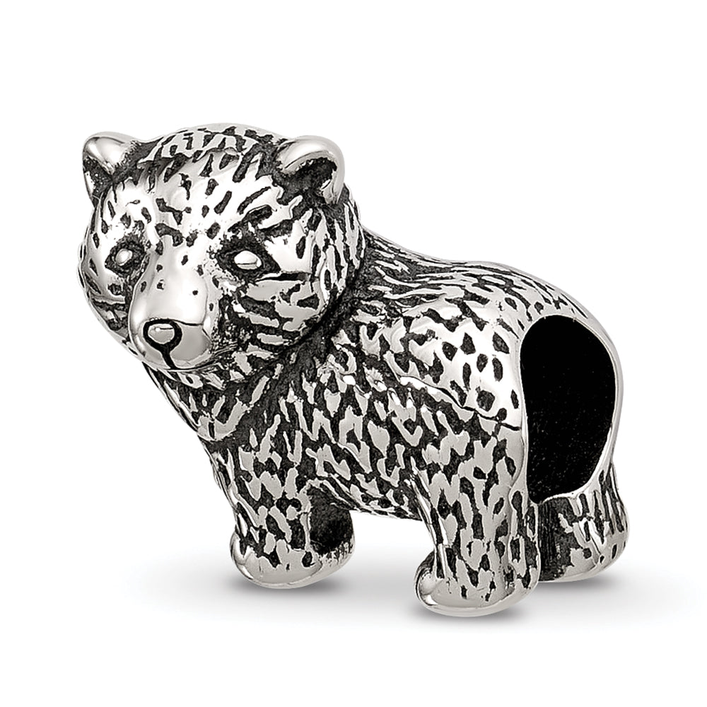 Sterling Silver Reflections Antiqued Bear Bead