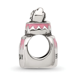 Sterling Silver Reflections Crystal & Enamel Pink Birthday Cake Bead