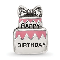 Sterling Silver Reflections Crystal & Enamel Pink Birthday Cake Bead
