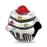 Sterling Silver Reflections Crystal & Enamel Red Cherry Cupcake Bead