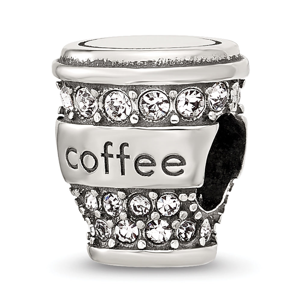 Sterling Silver Reflections Crystal To-Go Coffee Cup Bead