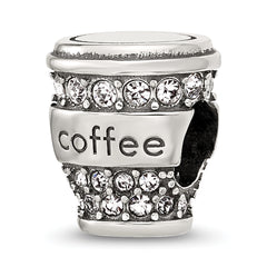 Sterling Silver Reflections Crystal To-Go Coffee Cup Bead