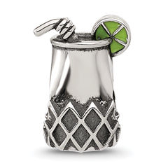 Sterling Silver Reflections Enamel Lime In Fancy Drink Bead