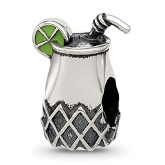 Sterling Silver Reflections Enamel Lime In Fancy Drink Bead