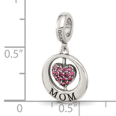 Sterling Silver Reflections Enameled MOM & Pink Crystal Heart Bead