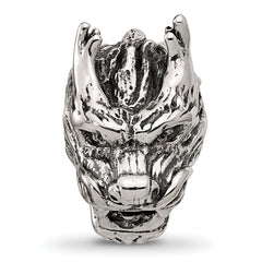 Sterling Silver Textured Dragon Head Bead