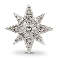 Sterling Silver Textured And Polished CZ Star Bead