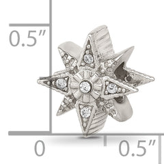 Sterling Silver Textured And Polished CZ Star Bead
