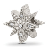 Sterling Silver Textured And Polished CZ Star Bead