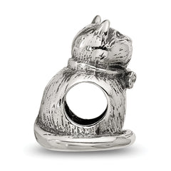 Sterling Silver Textured Sitting Cat Bead