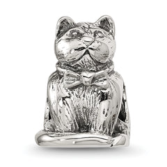 Sterling Silver Textured Sitting Cat Bead
