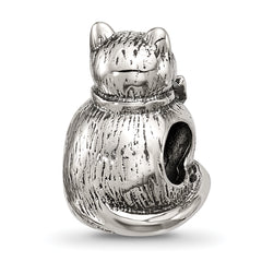 Sterling Silver Textured Sitting Cat Bead