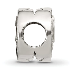 Sterling Silver Polished CZ Blue Enamel Elephant With Stars Bead