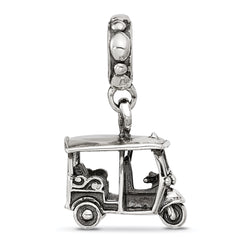 Sterling Silver Polished 3 Wheel Cab Dangle Bead