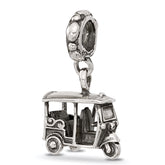 Sterling Silver Polished 3 Wheel Cab Dangle Bead