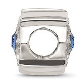 Sterling Silver Brushed And Polished Blue Bead