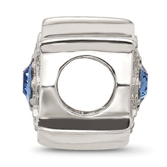 Sterling Silver Brushed And Polished Blue Bead