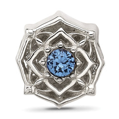 Sterling Silver Brushed And Polished Blue Bead