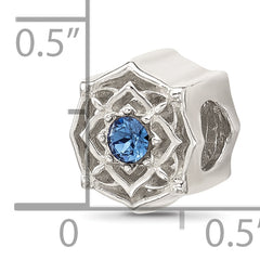 Sterling Silver Brushed And Polished Blue Bead